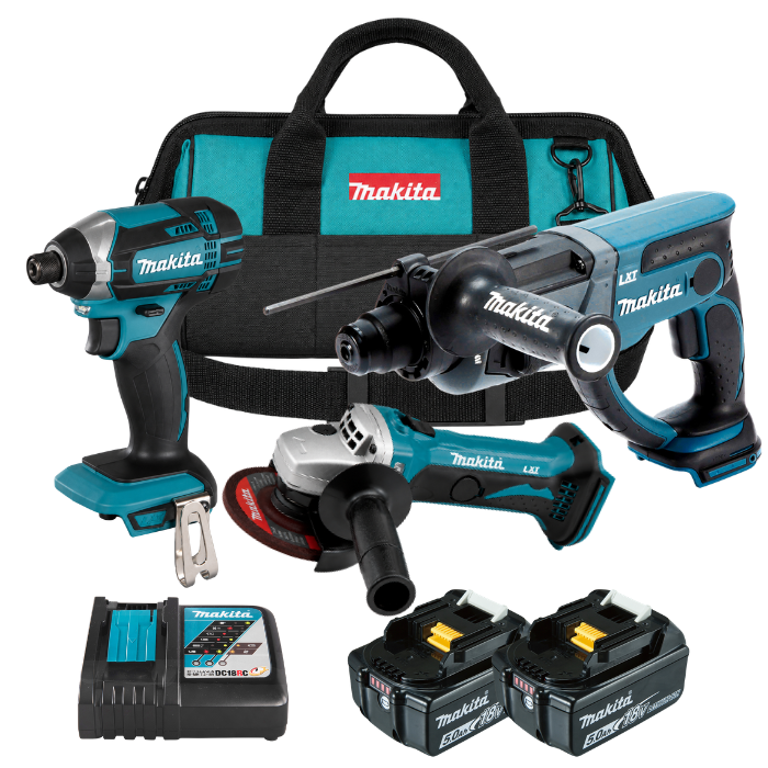 סט 3 כלים שתי סוללות 5Ah ומטען מהיר בתיק Makita