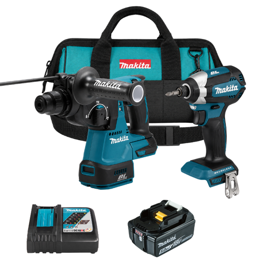 סט 2 כלים 18V סוללה 5AH ומטען makita MTB418