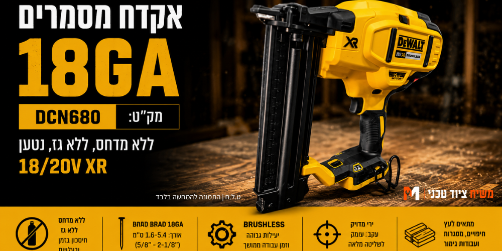 אקדח מסמרים 20V סוללה5HA ומטען DeWALT DCN680 - מבט נוסף 5