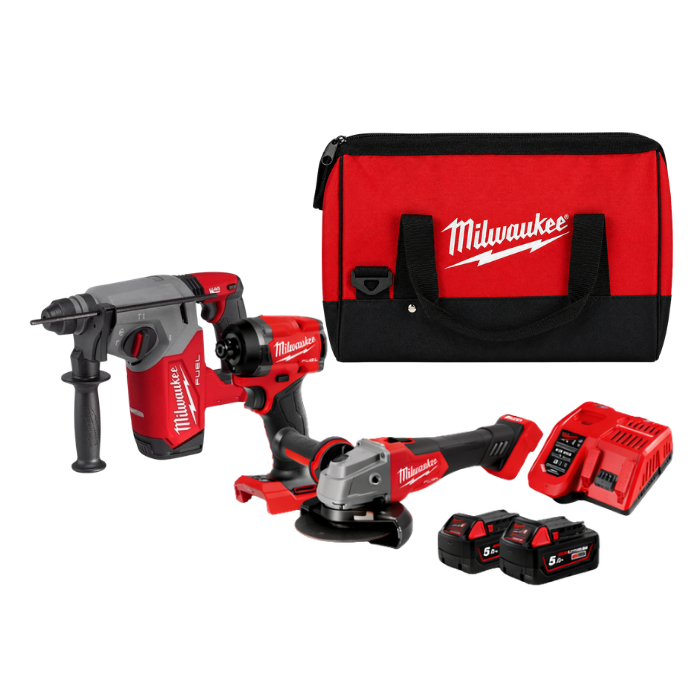 סט דאבלין 2 סוללות 5Ah מטען מהיר Milwaukee