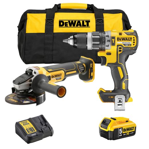 סט מקדחה ומשחזת סוללה 5Ah ומטען ותיק DeWalt MTB258