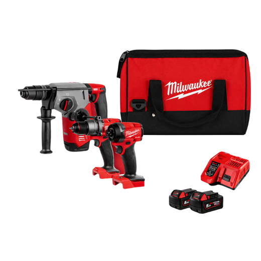 סט דאבלין 2 סוללות 5Ah מטען מהיר milwaukee MTB238