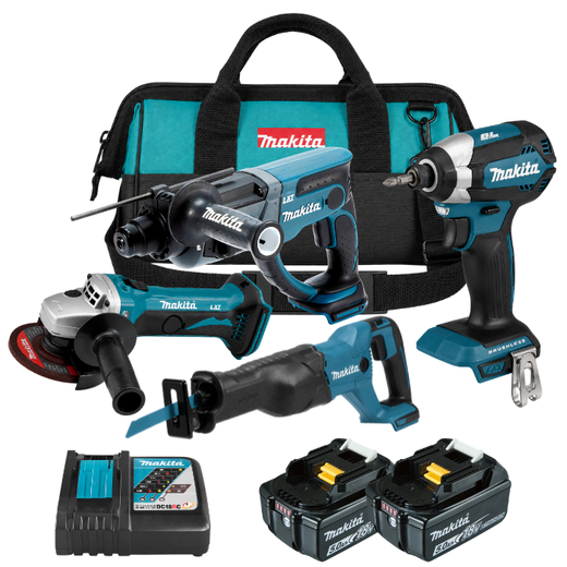 סט 4 כלים שתי סוללות ומטען מהיר בתיק makita MTB320