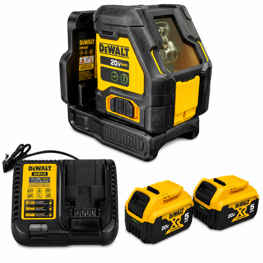 פלס לייזר 20V שתי סוללות 5HA ומטען DCLE34021B DeWalt DCLE34021B-2-5