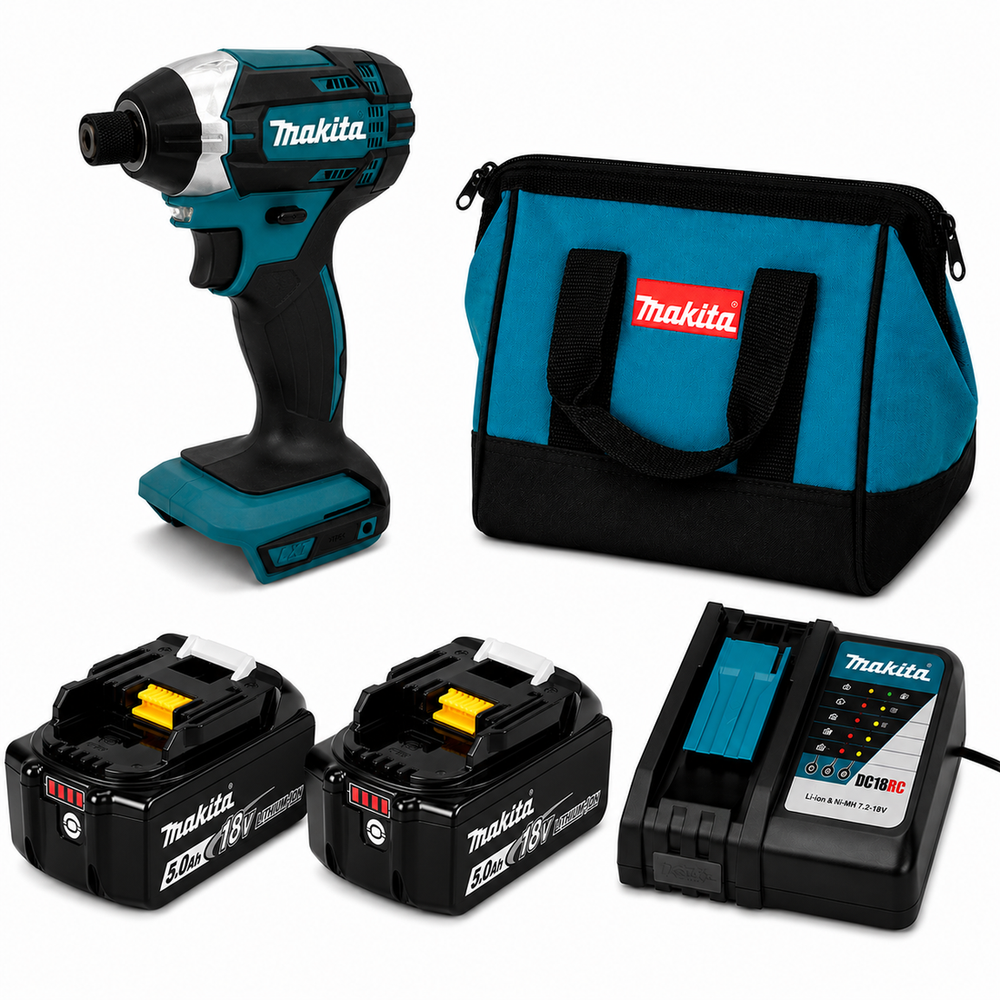 אימפקט 18V שתי סוללות 6AH ומטען Makita XDT11