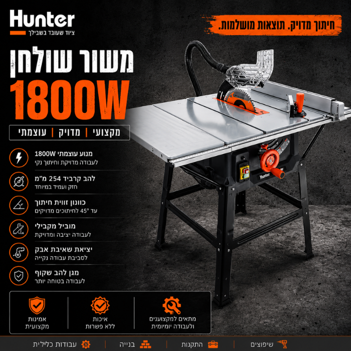 משור שולחן 1800 וואט HUNTER 100615-003 - מבט נוסף 2