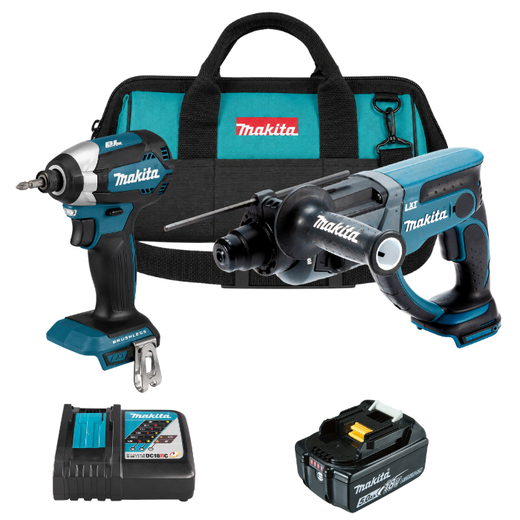 סט 2 כלים סוללה ומטען מהיר בתיק makita MTB306