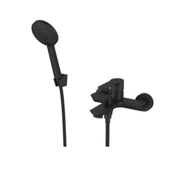 ברז אמבט MURRE עם מזלף וצינור שחור מט AQUILA 9504BW