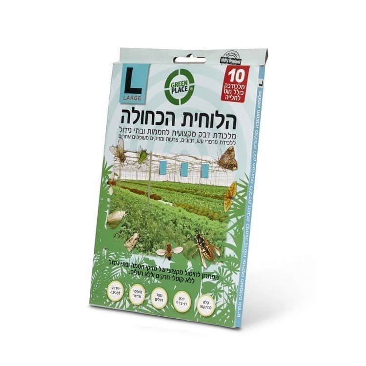הלוחית-כחולה-L108 מלכודת דבק מקצועית לחממות ובתי גידול GREEN PLACE
