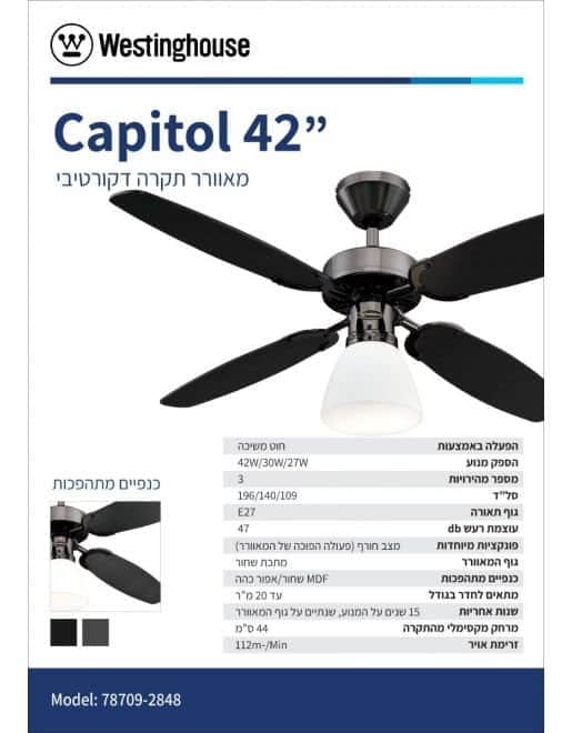 מאוורר תקרה קפיטול 42" Capitol Westinghouse 78709-2848 - מבט נוסף 2