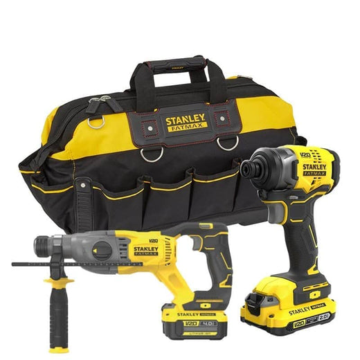 סט 2 כלים 18V שתי סוללות 4AH ומטען STANLEY STANLEY FATMAX FMC2022