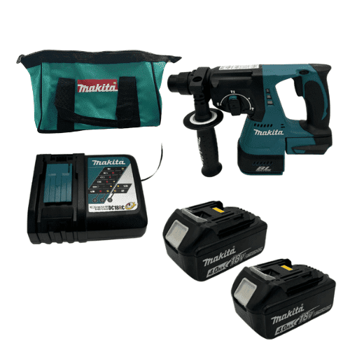 פטישון 18V שתי סוללות 5AH + מטען DHR242 makita DHR242-2-5