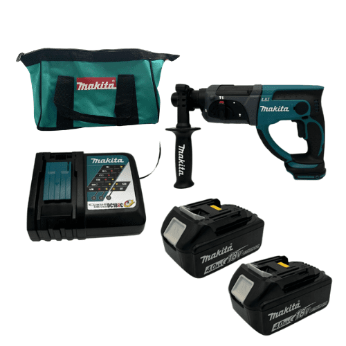 פטישון 18V שתי סוללות 3AH + מטען DHR202 makita DHR202-2-3