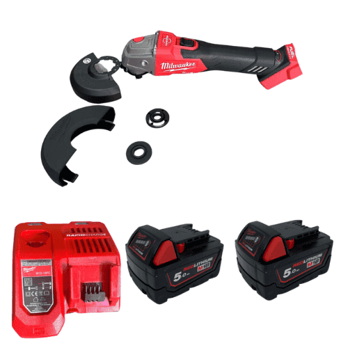 משחזת זווית 18V שתי סוללות 5HA מטען 2889-20 milwaukee 2889-20-2-5