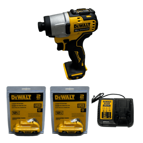 אימפקט 12V שתי סוללות 2AH ומטען DeWALT DCF801