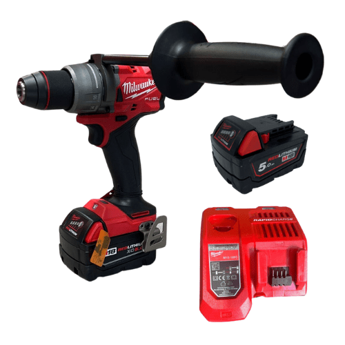 מקדחה שתי סוללות 5HA ומטען 290420 milwaukee 2904-20-2-5