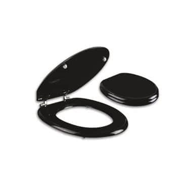 מושב אסלה שחור עץ יצוק צירי נירוסטה אל חלד Aquila