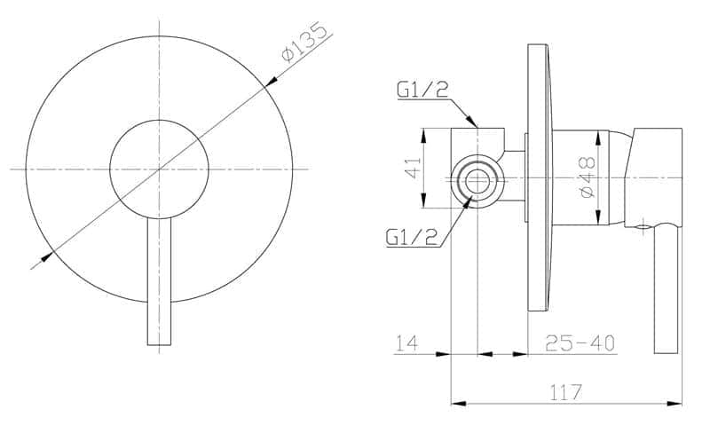 אינטרפוץ 3 דרך FORCELLO שחור מט AQUILA 3613A - מבט נוסף 2
