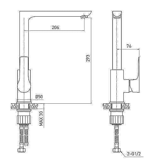 ברז פרח גבוה BRANT שחור מט AQUILA 9501BW - מבט נוסף 2