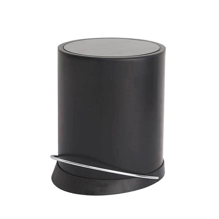 פח אשפה עגול 3 ליטר Flat Top + דוושה וטריקה שקטה שחור Aquila