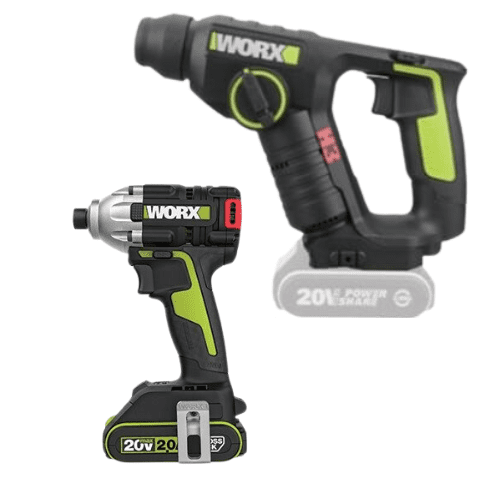 סט אימפקט ופטישון 20V סוללה 2Ah ומטען WORX WU290.1ּ+WU380.4-1-2