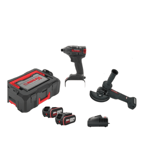 סט אימפקט + משחזת שתי סוללות 4Ah ומטען KRESS MTB353