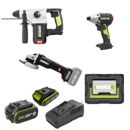 סט 3 כלים סוללה 4Ah וסוללה 2Ah מטען וארגז WORX