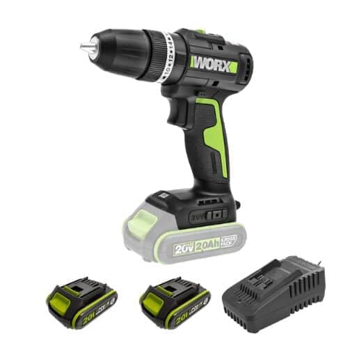 מקדחה 20V שתי סוללות 2AH ומטען WE213.9 WORX WE213.9-2-2