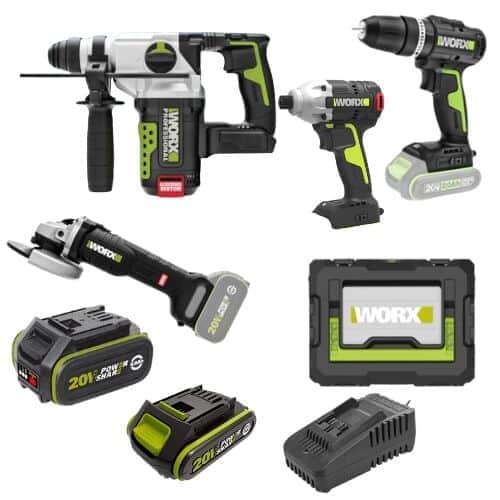 כלים סוללה 2Ah + סוללה 4Ah ומטען וארגז או תיק WORX 20V