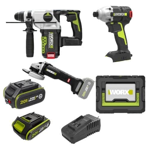 כלים סוללה 2Ah + סוללה 4Ah ומטען וארגז או תיק WORX 20V