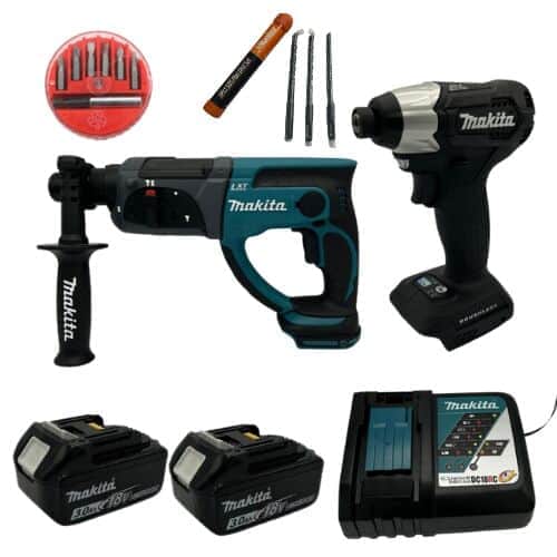 סט 2 כלים שתי סוללות ומטען מהיר בתיק makita MTB309