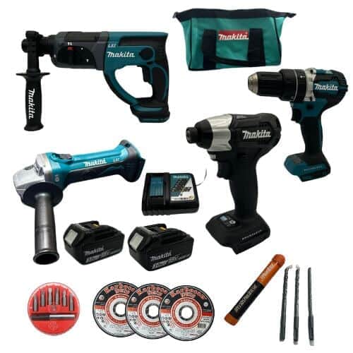 סט 4 כלים שתי סוללות ומטען מהיר בתיק Makita