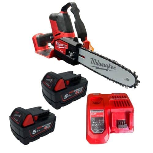 מסור שרשרת 18V שתי סוללות 5HA ומטען 3004-20 milwaukee 3004-20-2-5