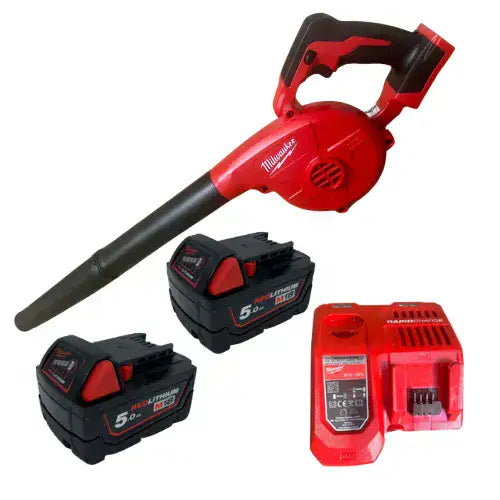מפוח 18V שתי סוללות 5HA ומטען 18MBBL milwaukee 18M BBL-2-5