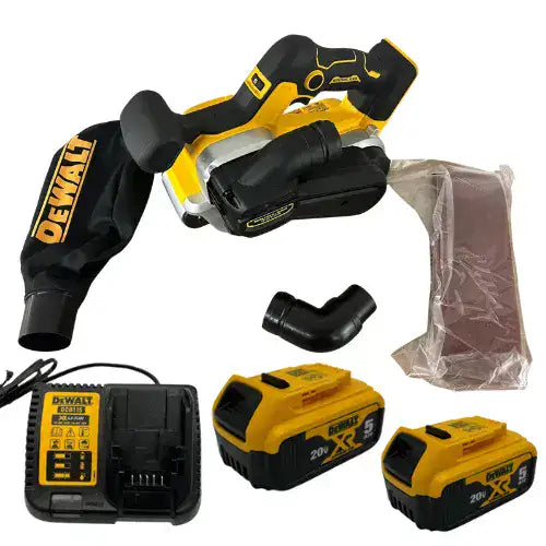 מלטשת סרט 20V שתי סוללות 5HA ומטען DCW220 DeWalt DCW220-2-5