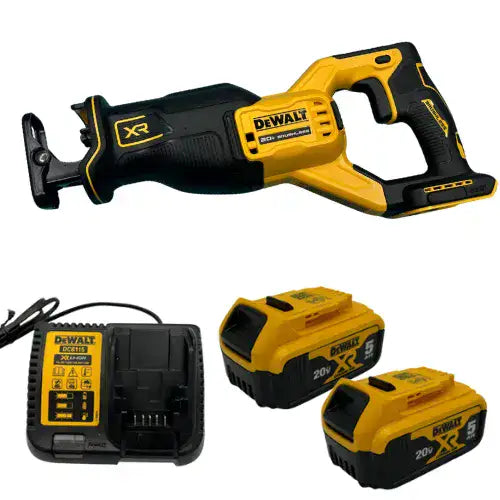 מסור חרב 20V שתי סוללות 5AH ומטען DCS382 DeWalt DCS382-2-5