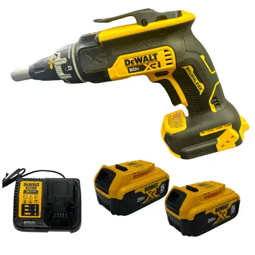 מברגת גבס 20V שתי סוללות 5AH ומטען DeWALT DCF630