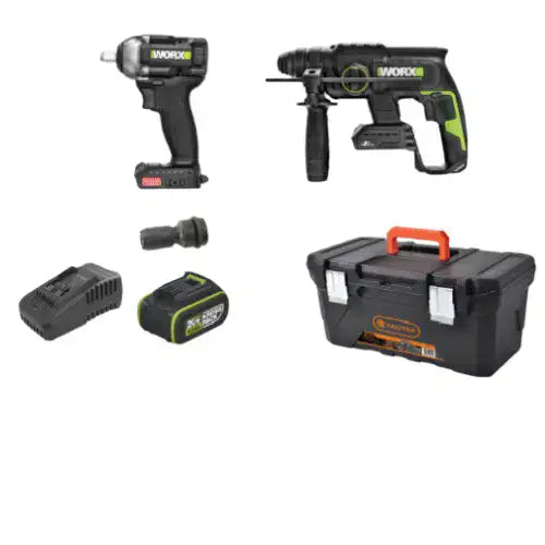 קיט פטישון ומפתח רטיטה WORX +סוללה 4HA ומטען WORX H.TO247