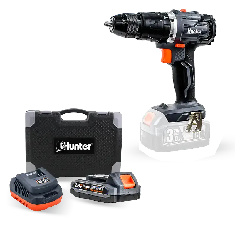 מברגה רוטטת BL + סוללה 1.5 + מטען במזוודה Hunter