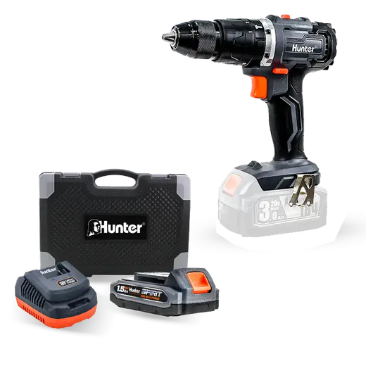 מברגה רוטטת BL + סוללה 1.5 + מטען במזוודה Hunter 100315-008