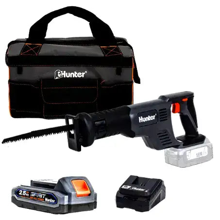 משור חרב נטען 18V - תיק בד ייעודי סוללה 2.5 Ah מטען 3A Hunter