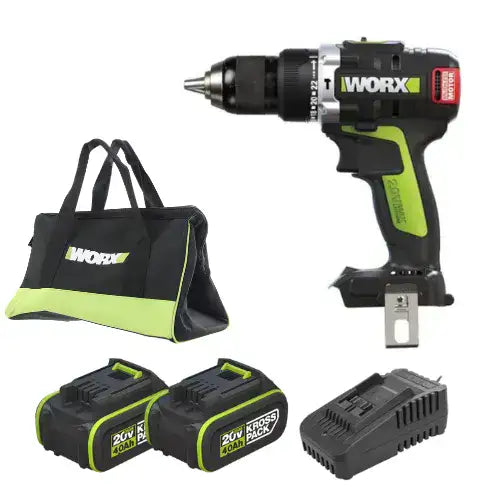 מקדחה 20V שתי סוללות 4AH ומטען WU1899 WORX WU189.9-2-4