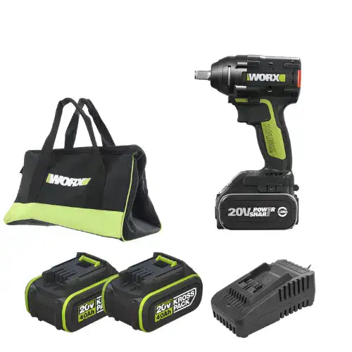 מפתח רטיטה 20V שתי סוללות 4AH ומטען WU279 WORX WU279-2-4