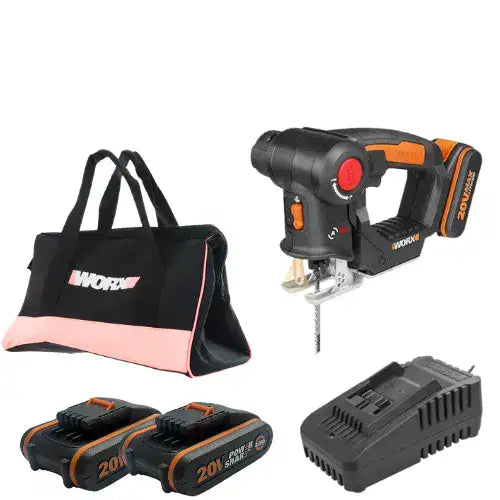 מסור אנכי/חרב 20V שתי סוללות 2AH ומטען WX550.9 WORX WX550.9-2-2