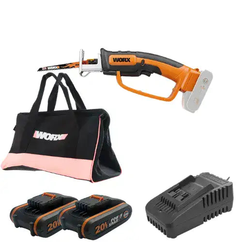 מסור ענפים 20V שתי סוללות 2AH ומטען WG894E.9 WORX WG894E.9-2-2