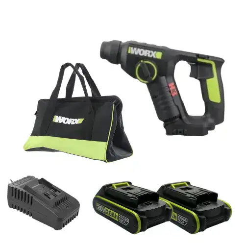 פטישון 20V שתי סוללות 2AH ומטען WORX WU380.4