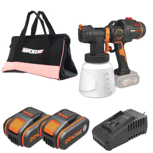 אקדח ריסוס צבע 20V שתי סוללות 4HA ומטען WX020 WORX WX020.9-2-4