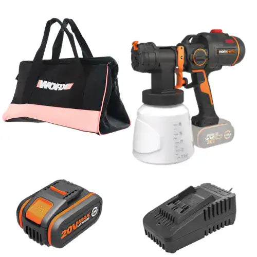 אקדח ריסוס צבע 20V סוללה 4HA ומטען WX020 WORX WX020.9-1-4