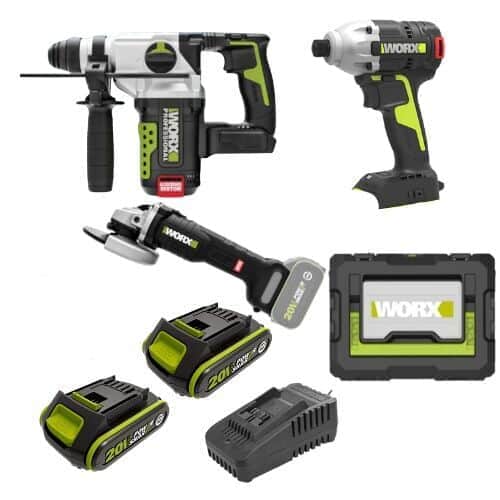 סט 3 כלים שתי סוללות 4Ah ומטען וארגז WORX MTB354