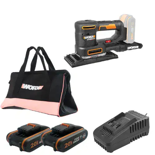 מלטשת 20V שתי סוללות 2AH ומטען WX820.9 WORX WX820.9-2-2